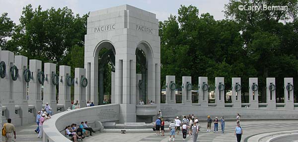 The Pacific side of the World War II Memorial in Washington DC